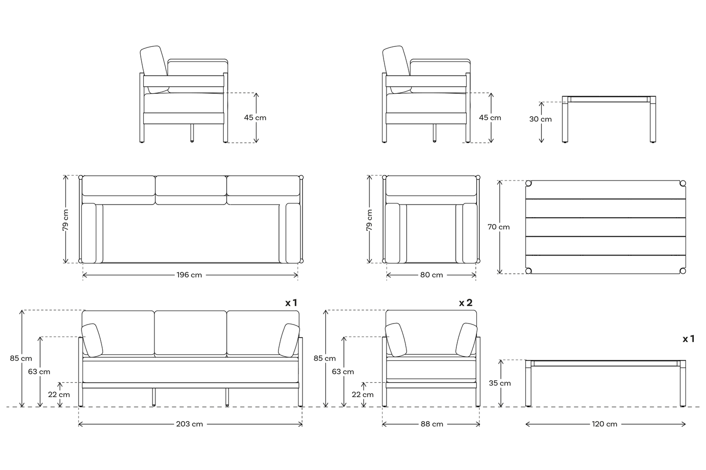 Garden Sofa Set 04 5 Seater