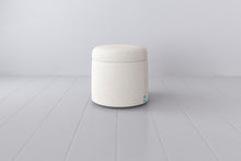 Storage Ottoman in white bouclé