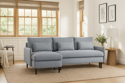 Model 12 Sofa Bed with Storage 3 Seater Left Chaise, Seaglass