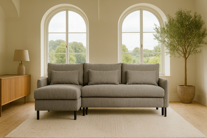 Model 12 Sofa Bed with Storage 3 Seater Left Chaise, Shadow