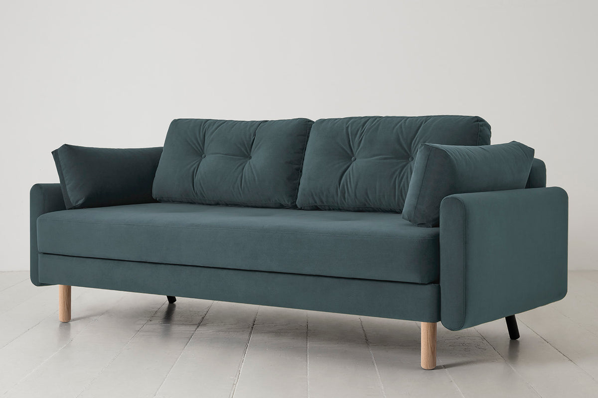 Model 04 Sofa Bed 3 Seater, Oak / Petrol