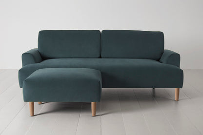 Model 05 3-Seater Sofa with Ottoman, Oak / Petrol