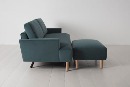 Model 05 3-Seater Sofa with Ottoman, Oak / Petrol