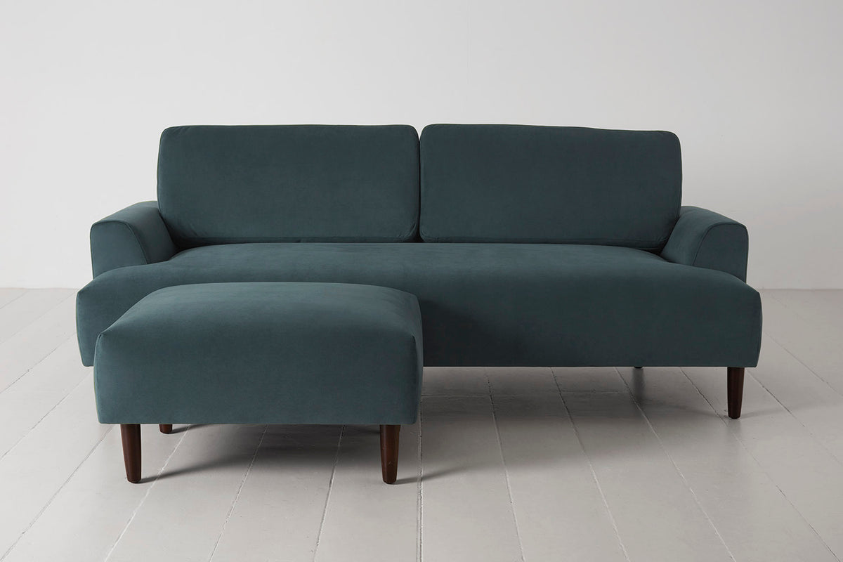 Model 05 3-Seater Sofa with Ottoman, Petrol