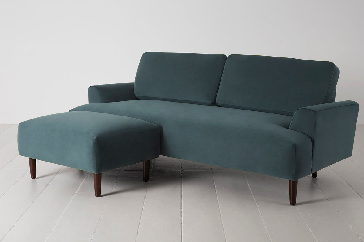 Model 05 3-Seater Sofa with Ottoman, Petrol
