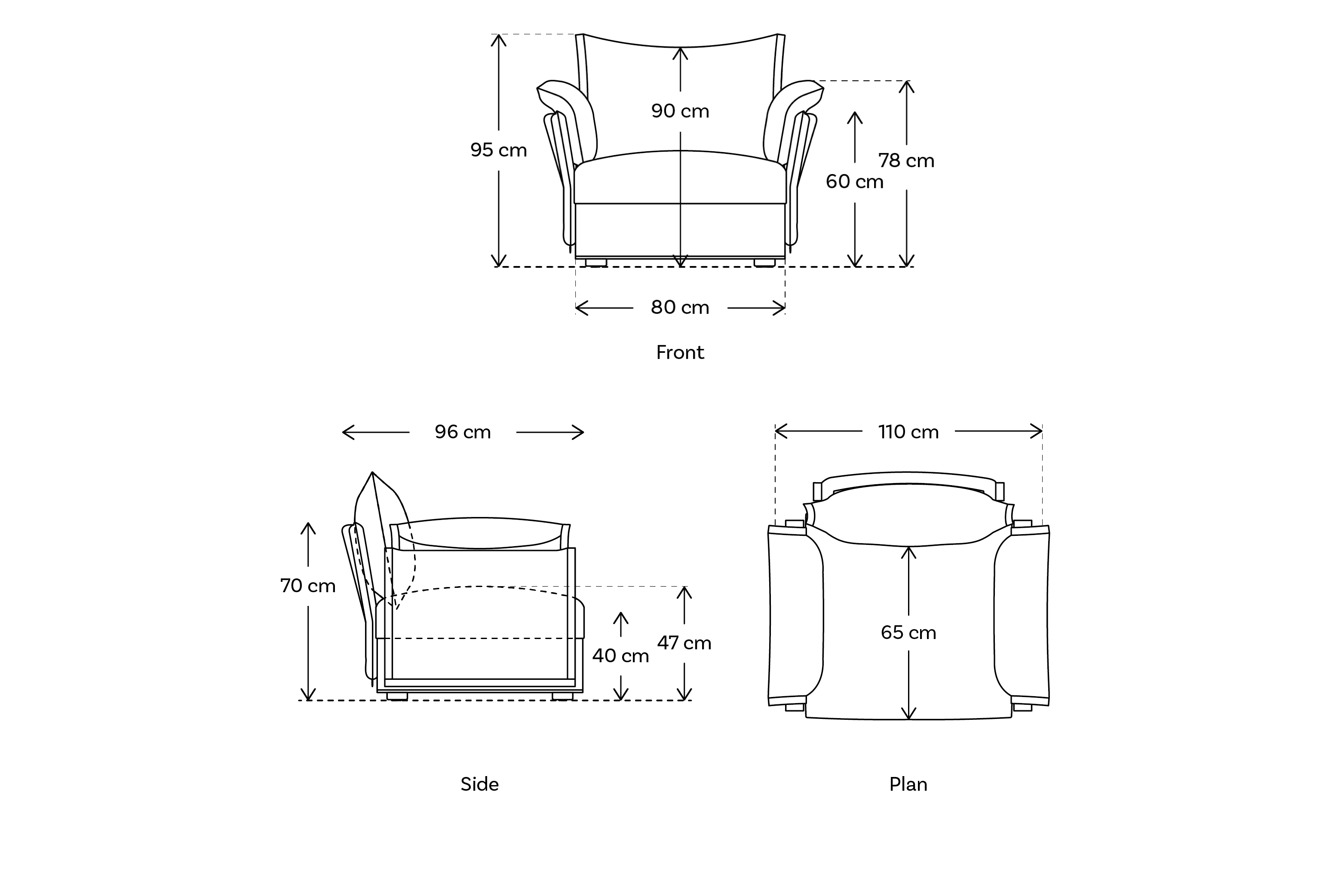 Armchair size hotsell