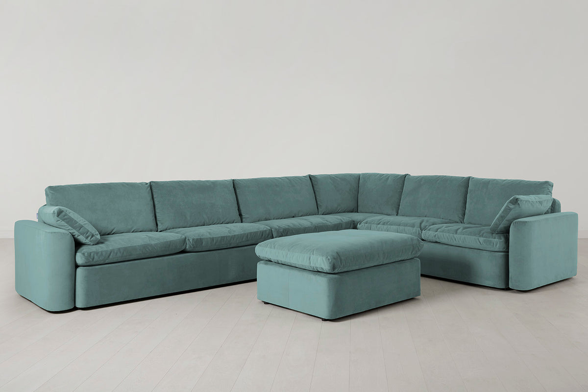 Model 13 Large Corner Sofa with Ottoman, Airforce
