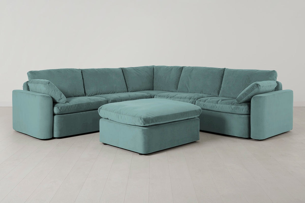 Model 13 Corner Sofa with Ottoman, Airforce