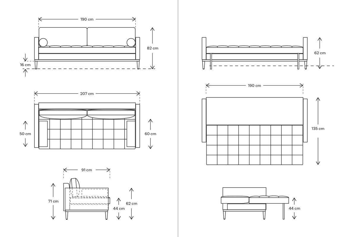 Model 02 3 Seater Sofa Bed