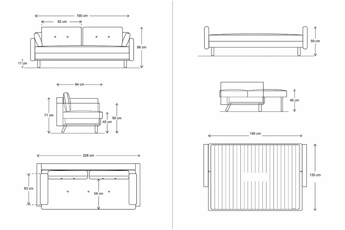 Model 04 3 Seat Sofa Bed