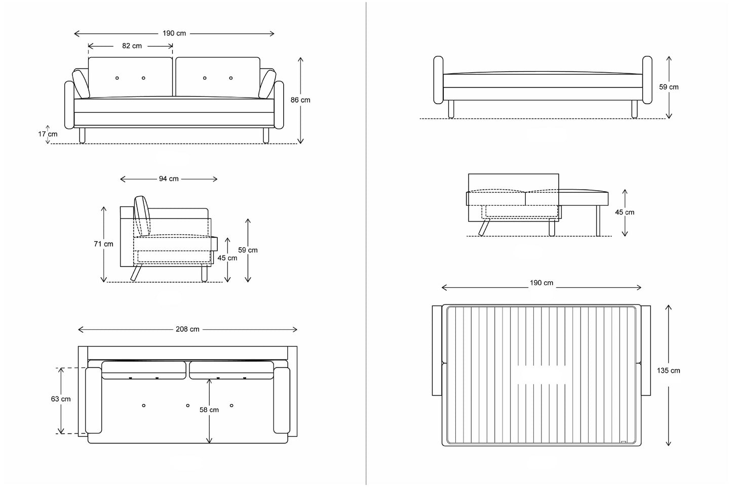 Model 04 3 Seat Sofa Bed