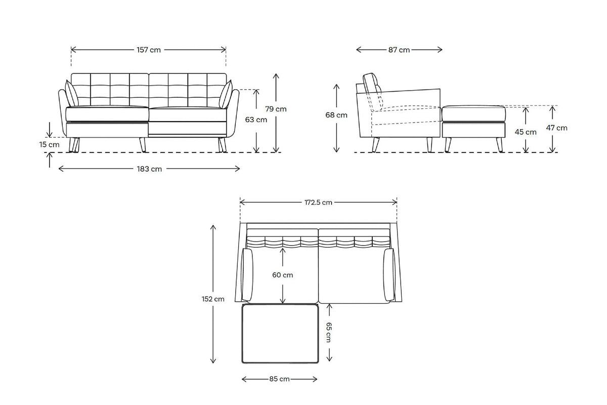 Model 10 2 Seater Left Chaise Sofa