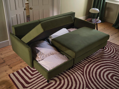 Model 12 Sofa Bed with Storage 3 Seater Left Chaise, Vine