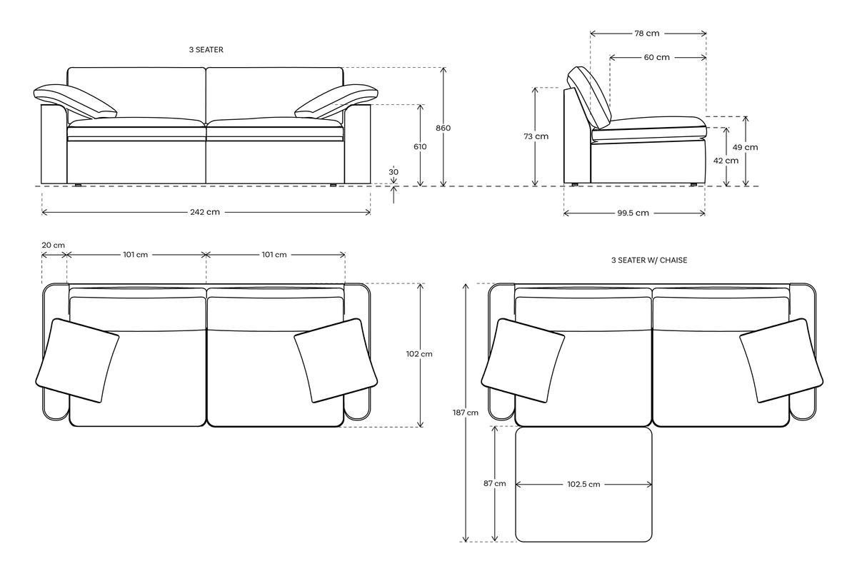 Model 13 3 Seater Right Chaise