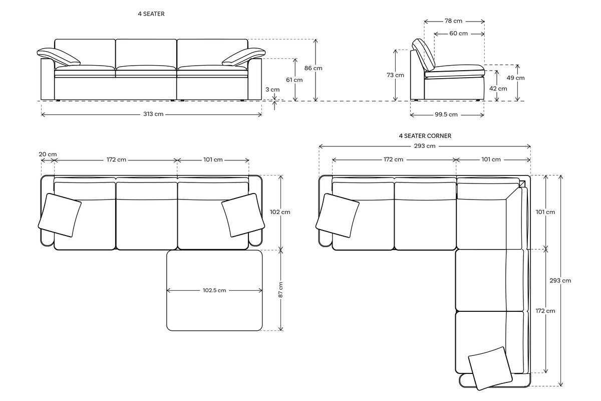 Model 13 4-Seater Sofa with Ottoman