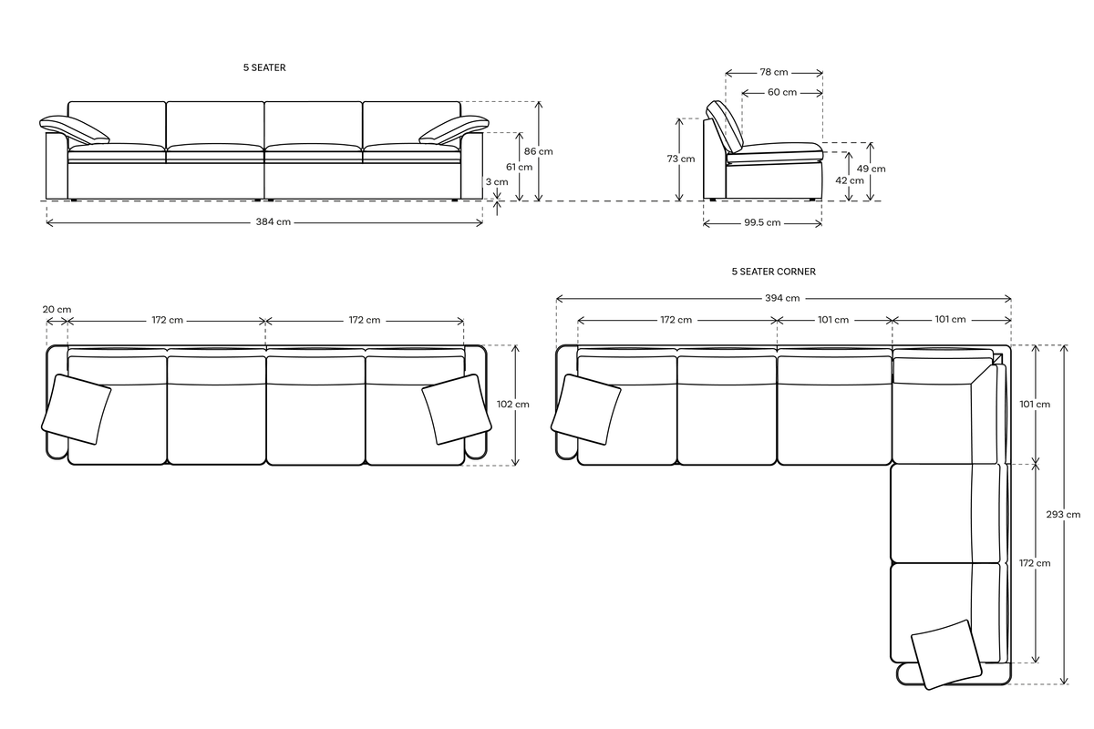 Model 13 5 Seater Corner with Ottoman