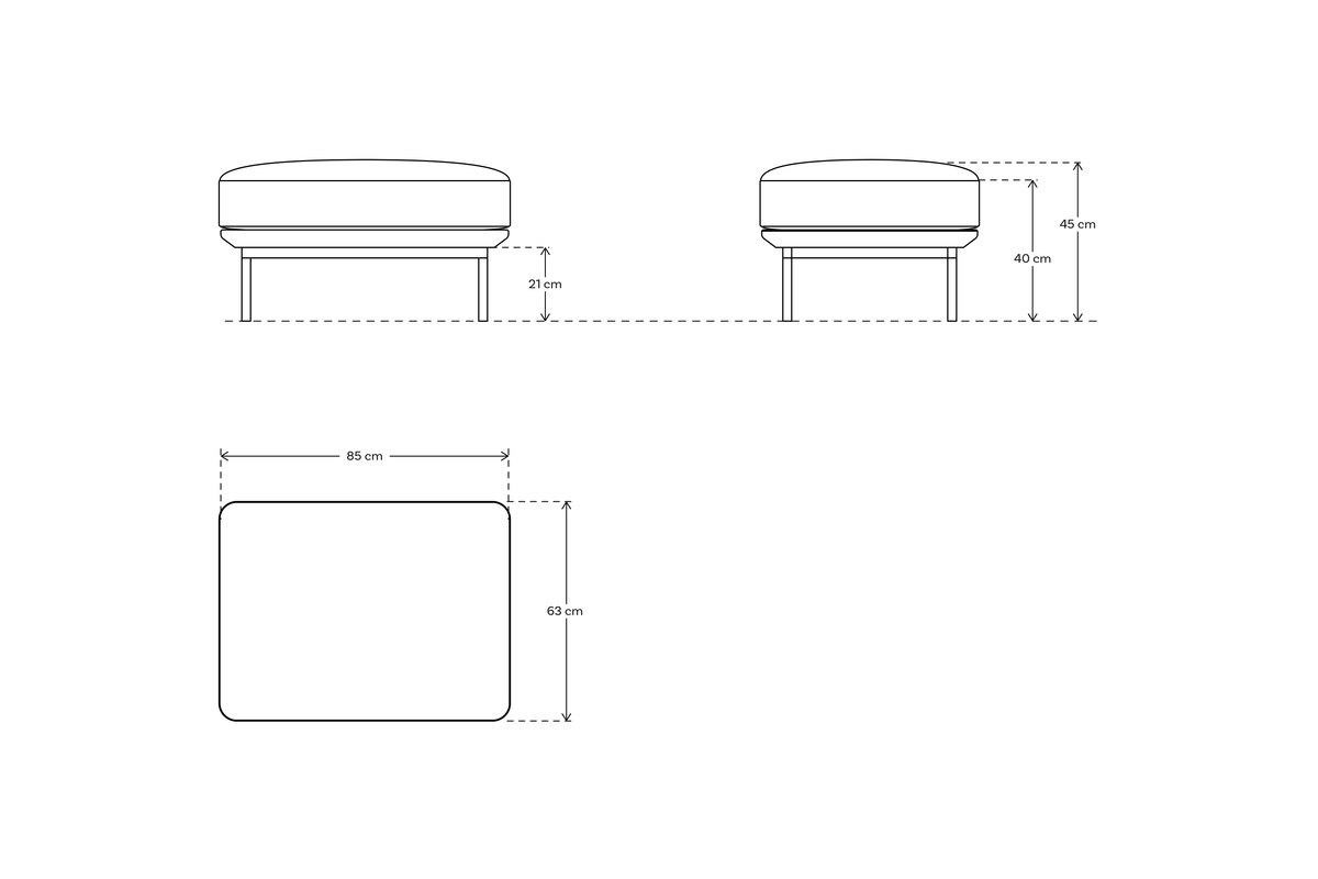 Model 14 Ottoman, Charcoal
