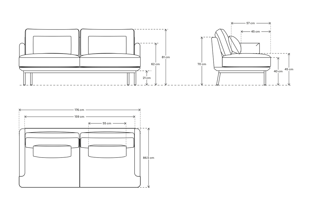 Model 14 2 Seater Sofa, Teal