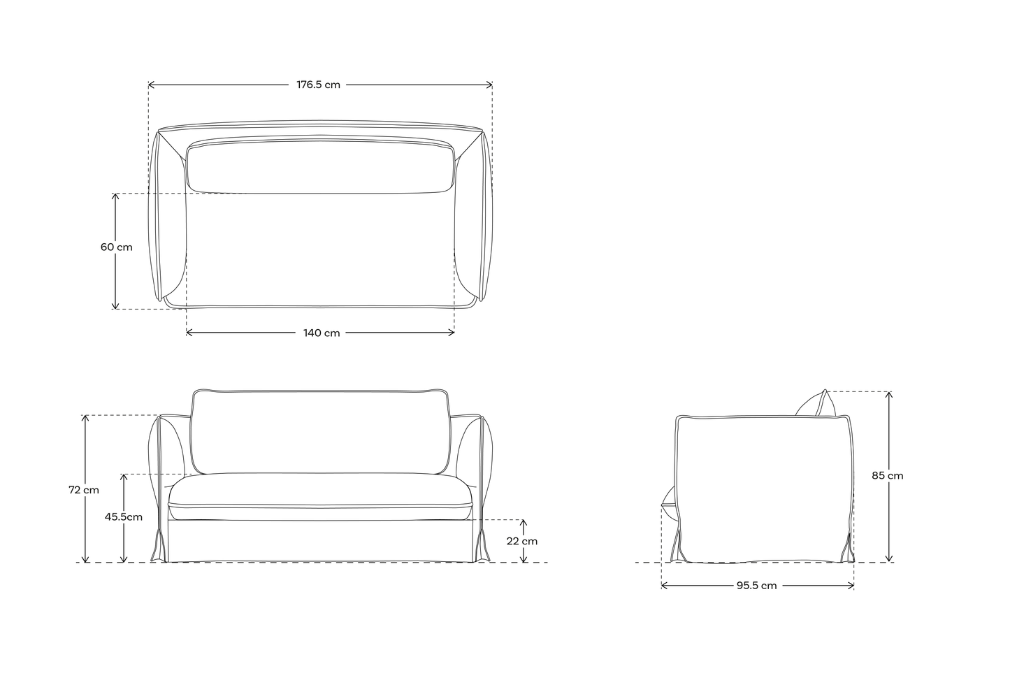 Model 18 2 Seater Sofa, Midnight