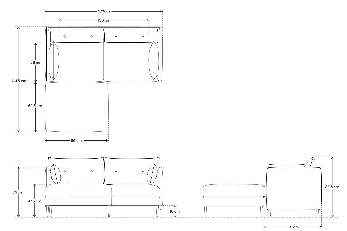 Model 19 2 Seater Sofa with Ottoman, Chestnut