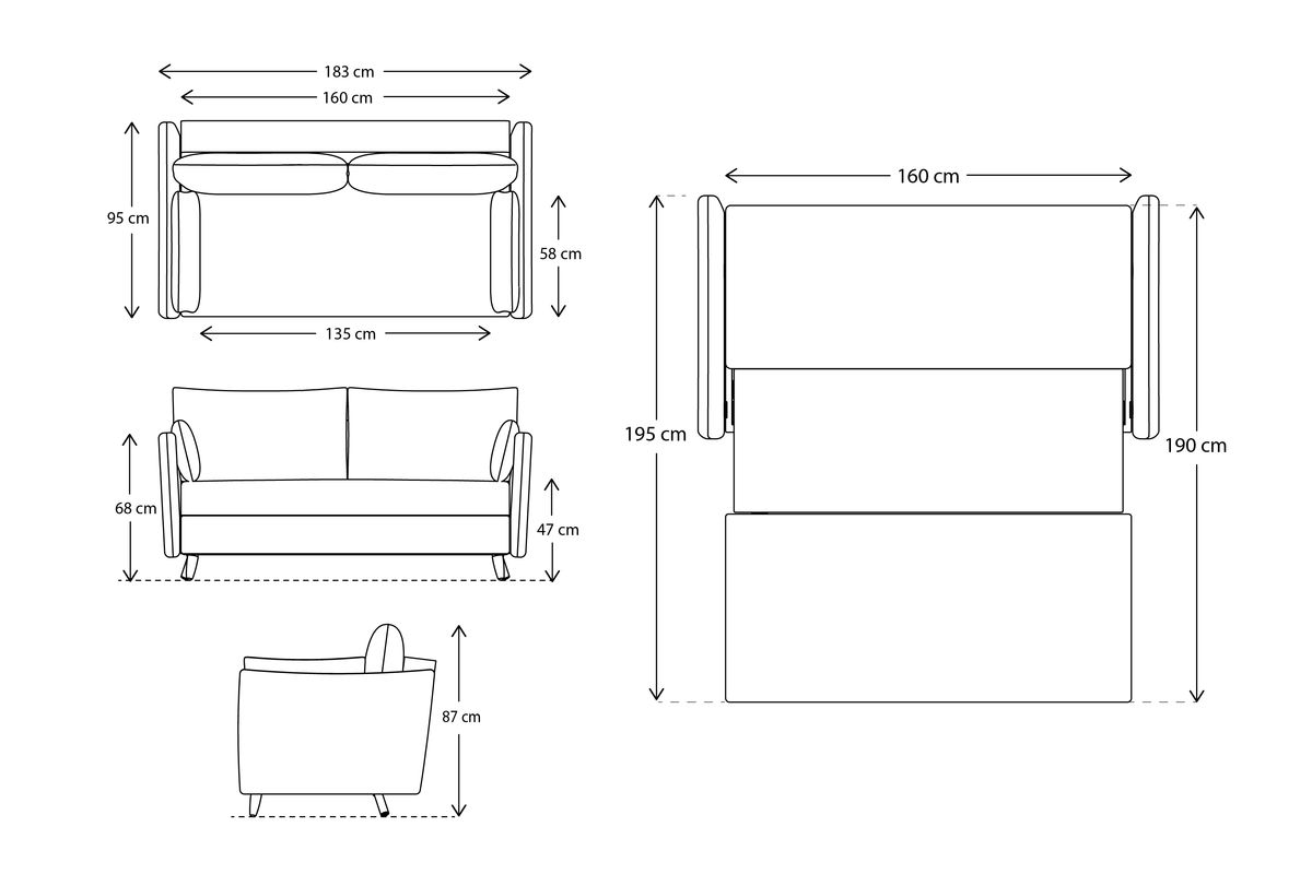 Model 08 2.5 Seater Sofa Bed