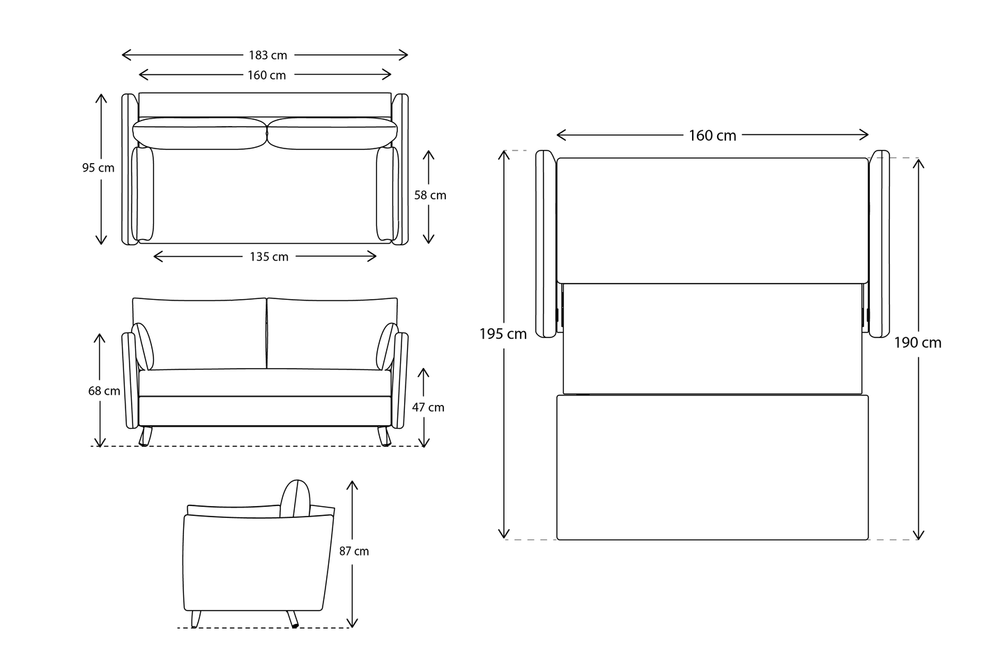 Model 08 2.5 Seater Sofa Bed