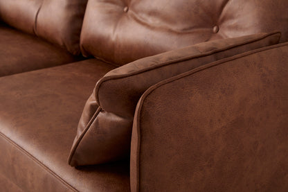Model 19 3 Seater Left Chaise Sofa, Chestnut
