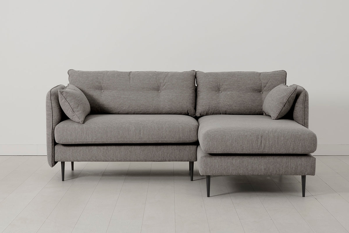 Model 19 3 Seater Right Chaise Sofa, Shadow — Front View