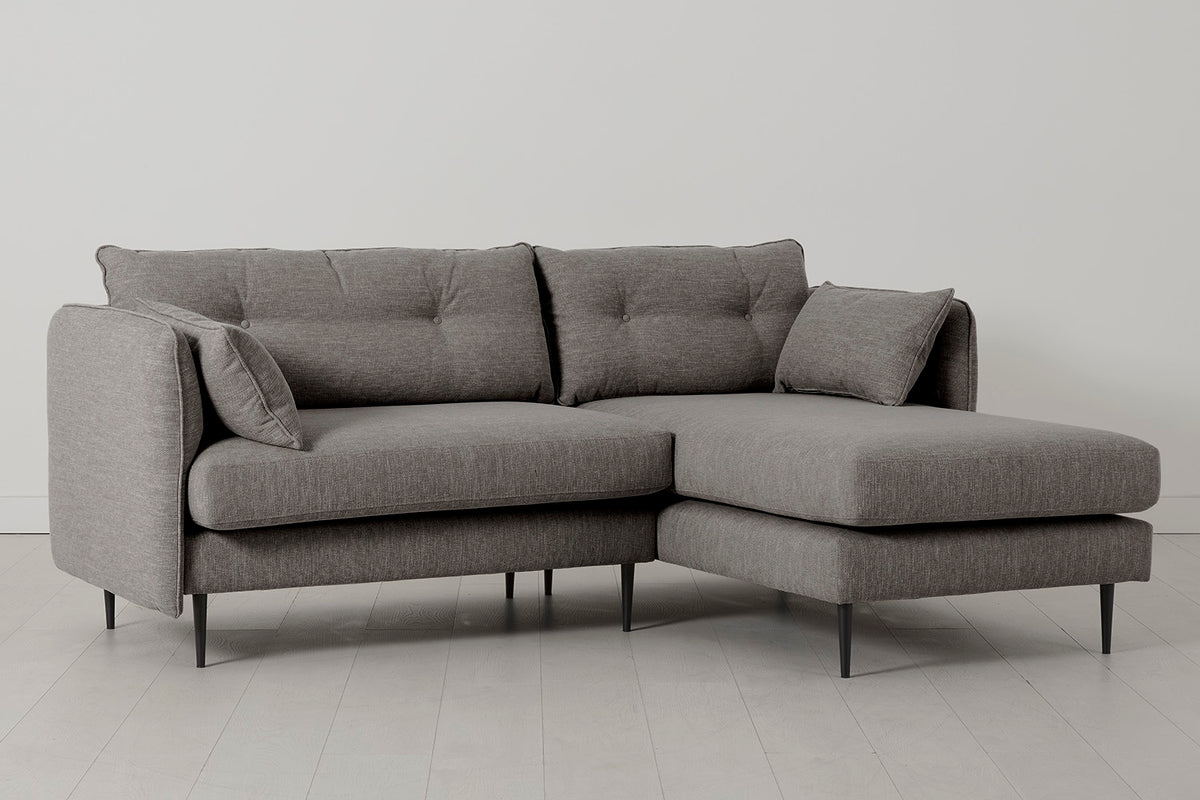 Model 19 3 Seater Right Chaise Sofa, Shadow — Angle View