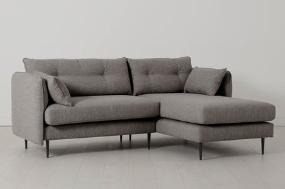 Model 19 3 Seater Right Chaise Sofa, Shadow — Angle View