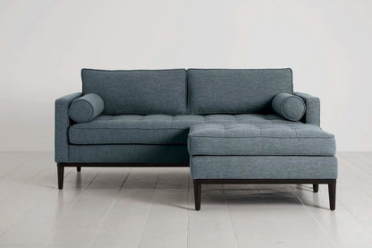 Ottoman in blue linen