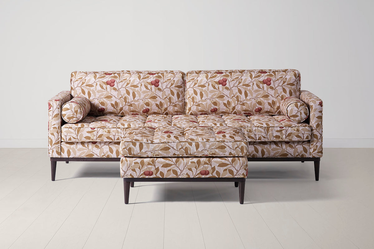 Model 02 3-Seater Sofa with Ottoman, Arbutus