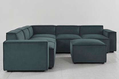 Model 03 Corner Sofa with Ottoman, Petrol