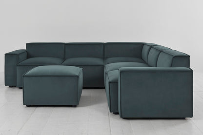 Model 03 Corner Sofa with Ottoman, Petrol
