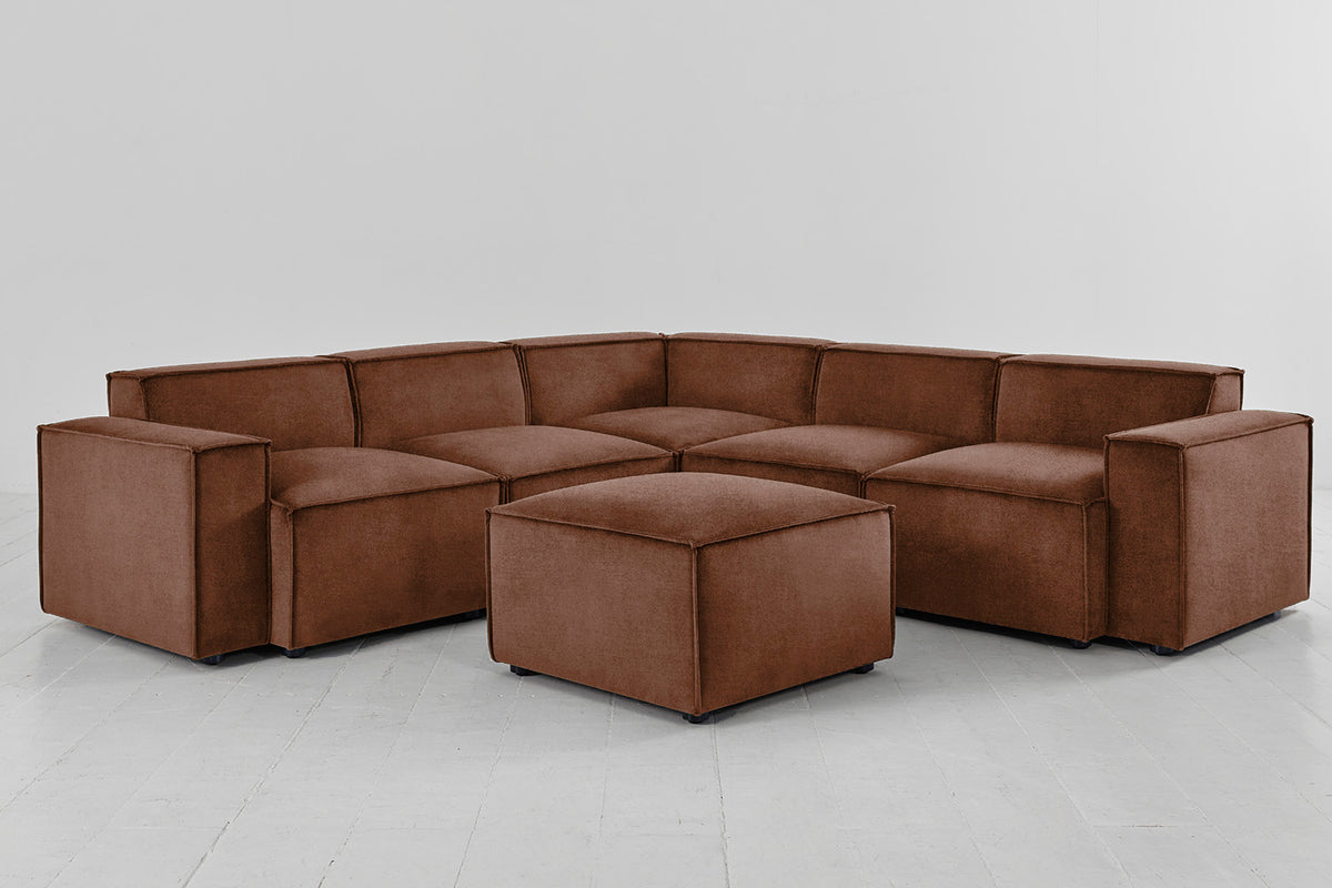 Model 03 Corner Sofa with Ottoman, Russet