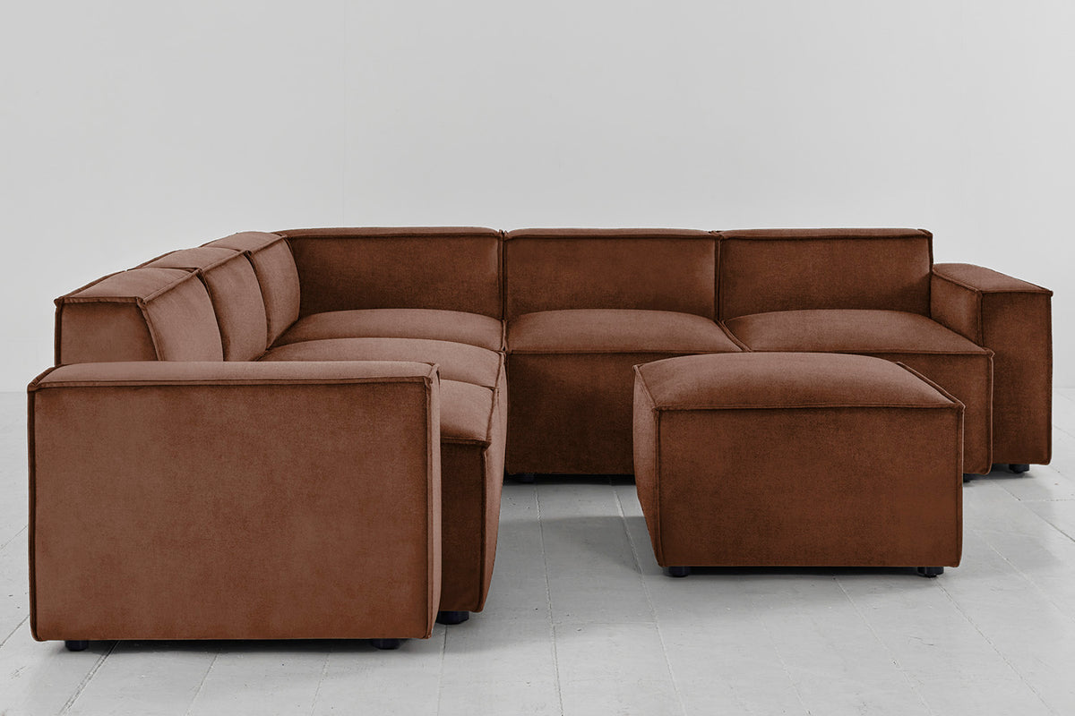 Model 03 Corner Sofa with Ottoman, Russet