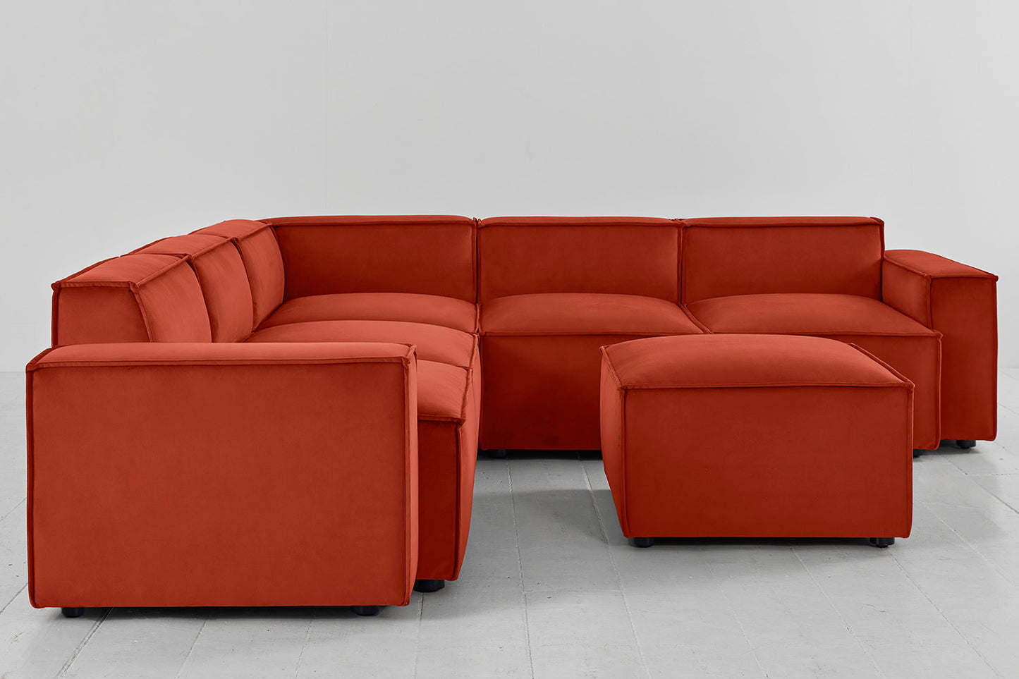 Model 03 Corner Sofa with Ottoman, Paprika