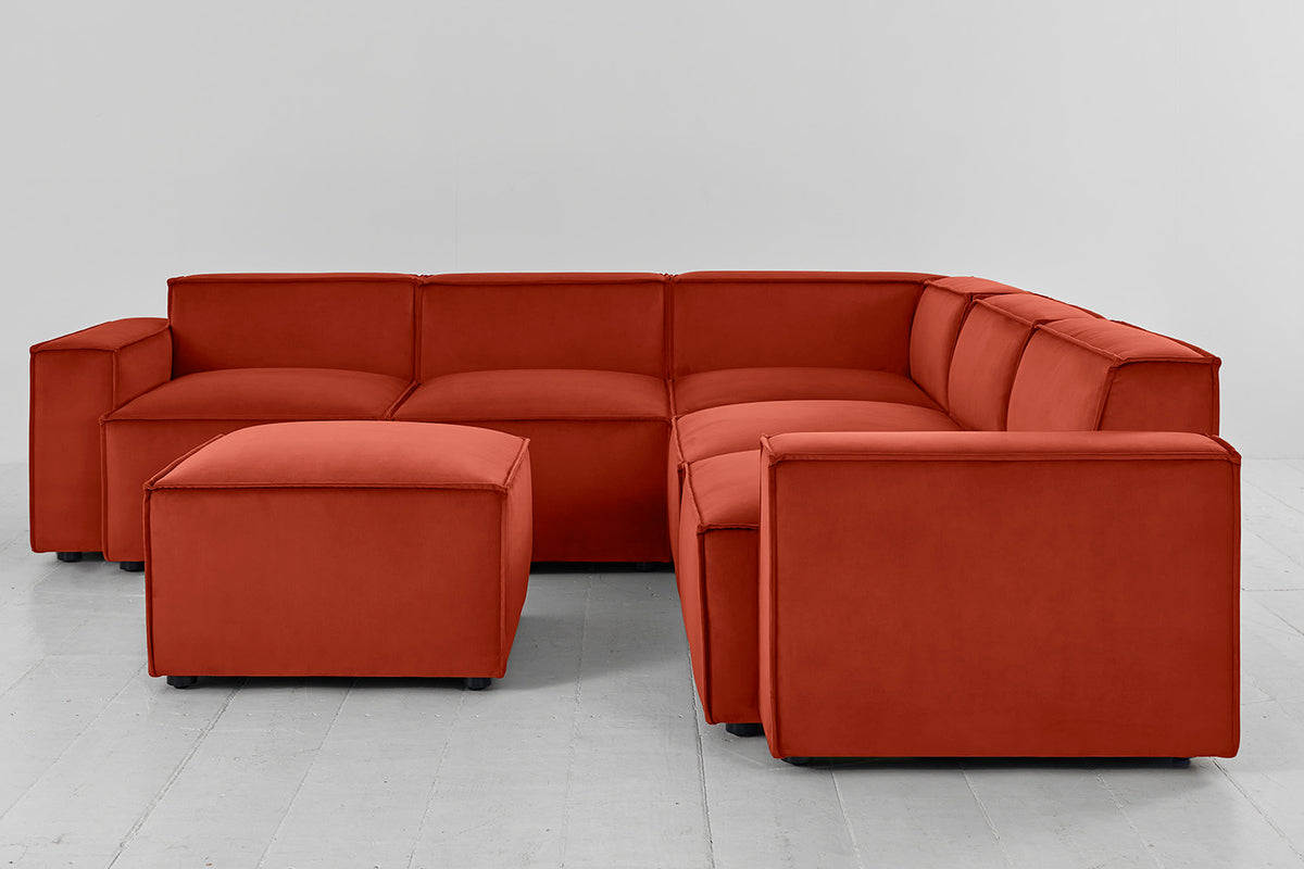 Model 03 Corner Sofa with Ottoman, Paprika