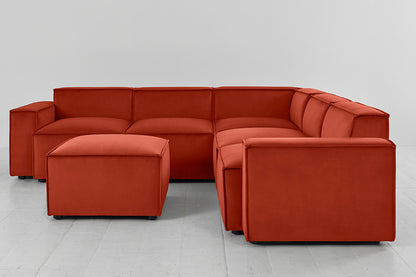 Model 03 Corner Sofa with Ottoman, Paprika