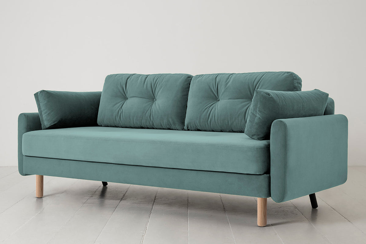 Model 04 Sofa Bed 3 Seater, Oak / Airforce