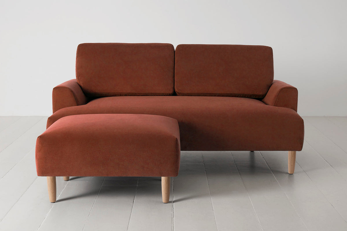 Model 05 2-Seater Sofa with Ottoman, Oak / Brick