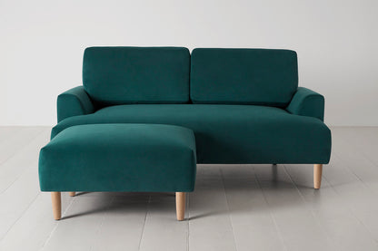 Model 05 2-Seater Sofa with Ottoman, Oak / Kingfisher