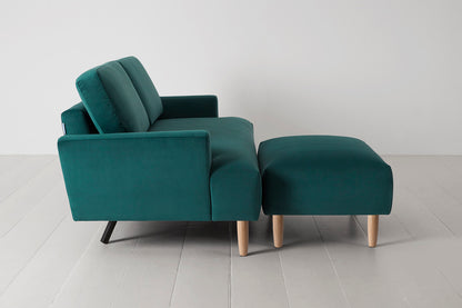 Model 05 2-Seater Sofa with Ottoman, Oak / Kingfisher