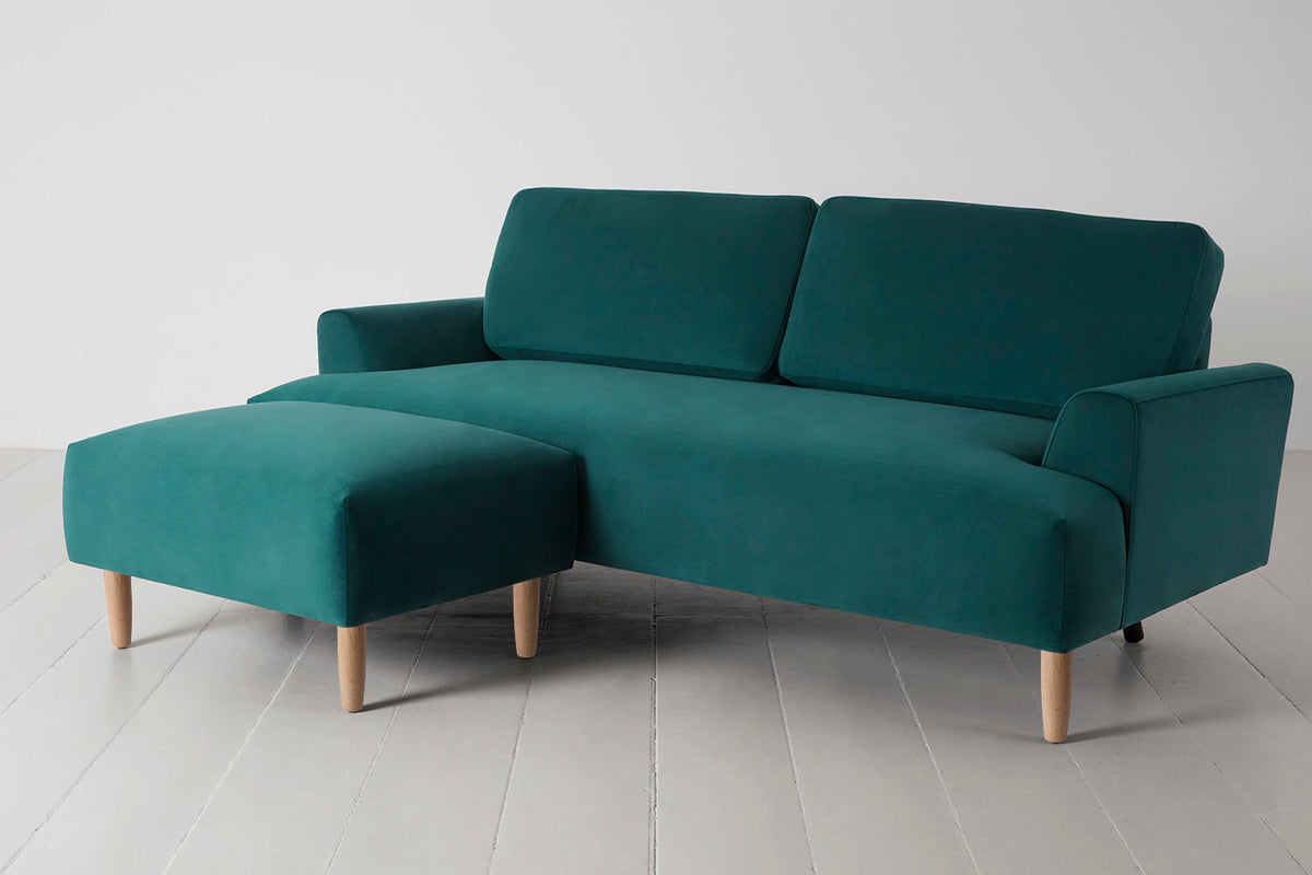 Model 05 3-Seater Sofa with Ottoman, Oak / Kingfisher