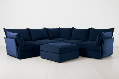 Model 06 Corner Sofa with Ottoman, Indigo