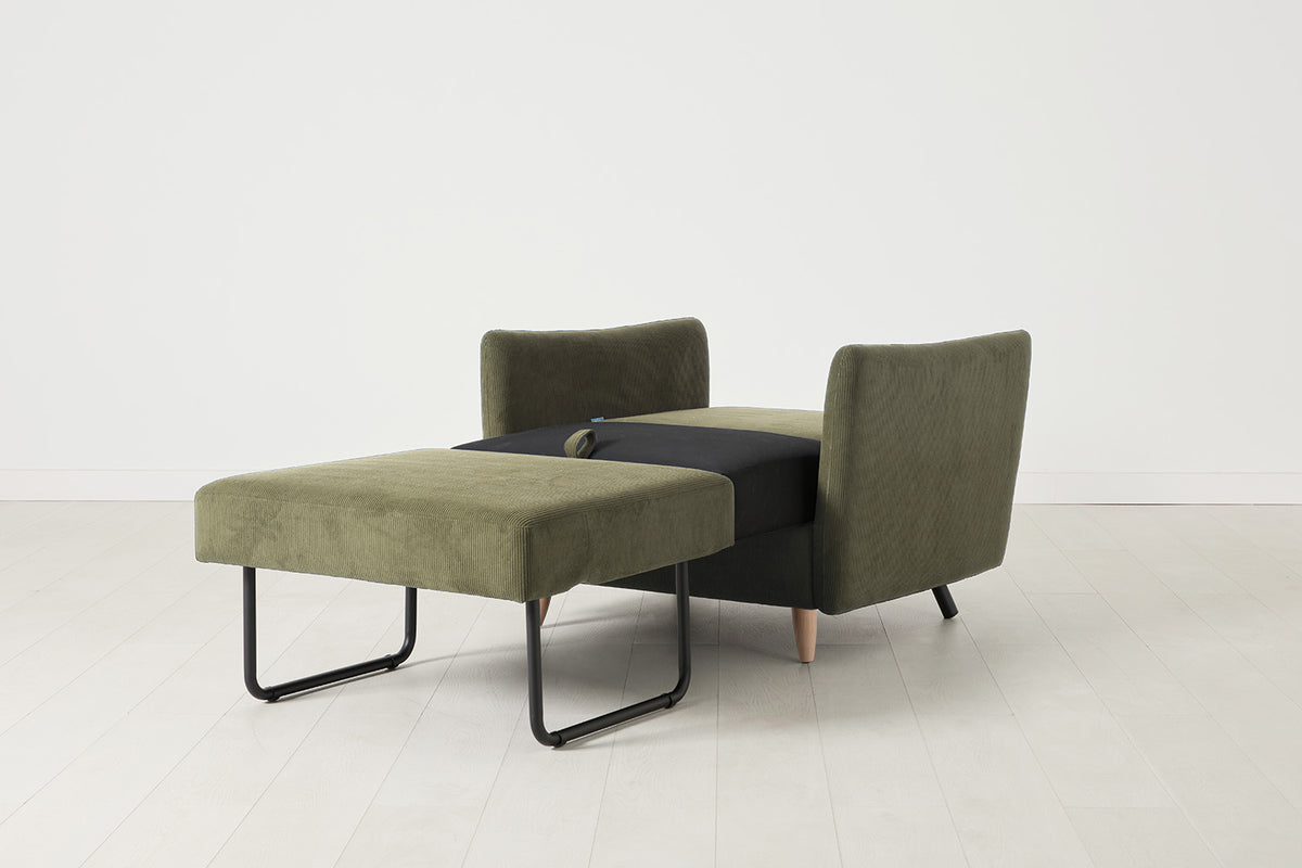 Model 08 Chair Bed Single Sofa Bed, Oak / Fennel