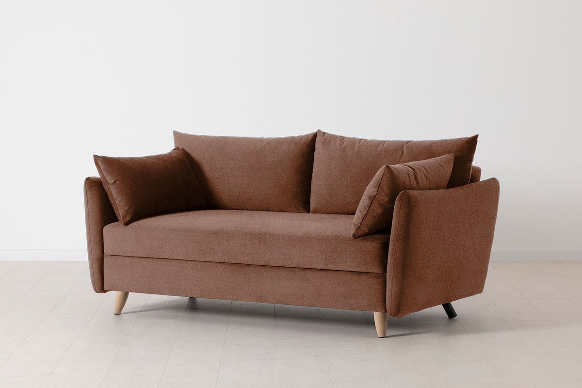 Model 08 Sofa Bed 2.5 Seater, Oak / Russet