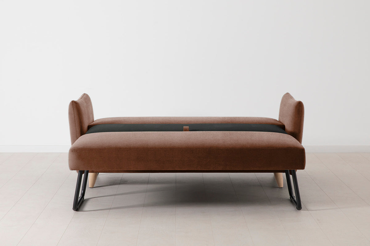 Model 08 Sofa Bed 2.5 Seater, Oak / Russet