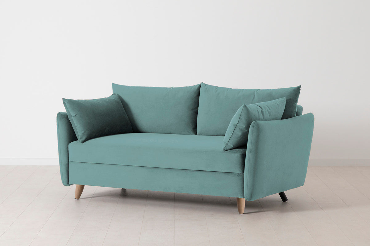 Model 08 Sofa Bed 2.5 Seater, Oak / Airforce