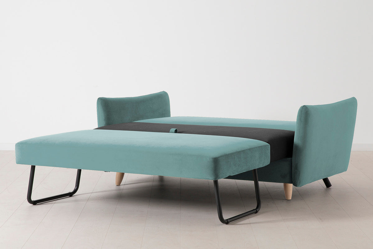 Model 08 Sofa Bed 2.5 Seater, Oak / Airforce